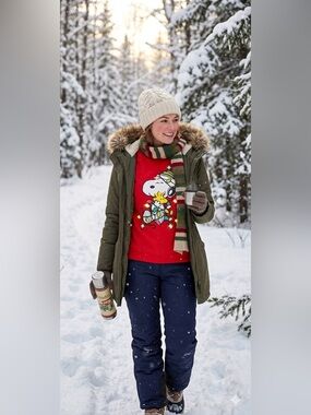 Peanuts Xmas sweater with lights has a turn off and on bottom batteries included